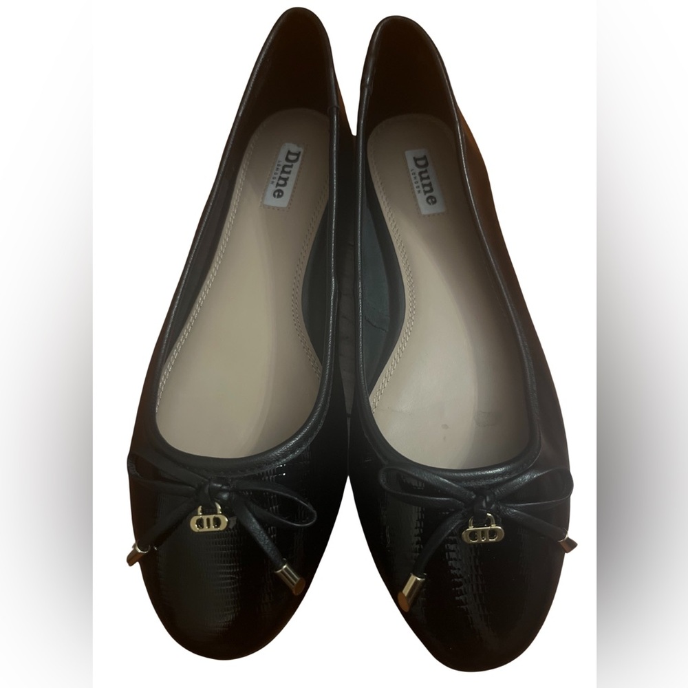 Dune London black embossed Harper flats